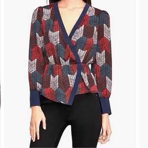 BCBGMaxAzria Surplice Long Sleeve Woven Top